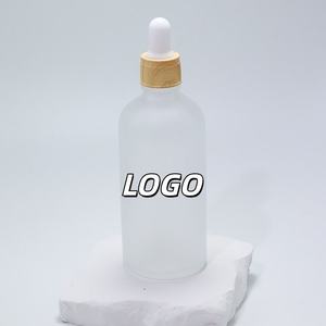 ขวดแก้วใสฝ้าสำหรับน้ำมันหอมระเหยขนาด 5 มล. 10 มล. 15 มล. 20 มล. 30 มล. 50 มล. 100 มล. พร้อมฝาหยดพลาสติกแบบไม้ไผ่ - Product Image 1