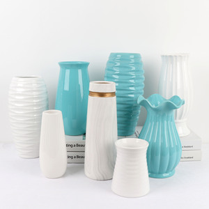 White Ceramic Vase Set Contemporary Design Floor Vase For Living Room Decoration Housewarming Gift - Product Image 1