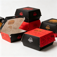 Boîte à hamburger en papier écologique personnalisée, Cajas Para Hamburguesas, emballage jetable pour la restauration rapide, boîte à emporter pour poulet frit et frites, Boite Burger
