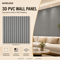 Panneau mural 3D en PVC gris à rainures verticales MORLENX, revêtement mural linéaire à nervures pour couloir de bureau, décoration commerciale