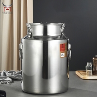 Bocal de stockage hermétique en acier inoxydable 304 grande capacité, baril scellé pour lait, huile, vin, céréales avec couvercle à pince de verrouillage