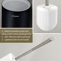 Ensemble brosse et support de toilette en acier inoxydable durable, à fixer au mur ou sur pied, pour le nettoyage de la salle de bain