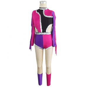Formation équipe scène Performance porter Dancewear Majorette uniforme Costume de danse Jazz Cheerleading porter avec paillettes et frange - Product Image 3