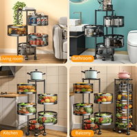 Étagère de Cuisine Multicouche en Fonte avec Roues Support Mobile Rangement d'Épices Légumes Installation Facile Organisateur de Rangement