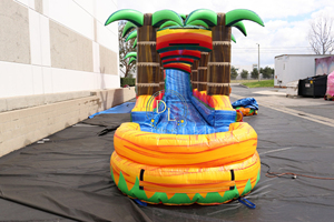 Scivolo d'Acqua Gonfiabile Gigante in PVC per Uso Commerciale, Design Foresta Tropicale con Palme, 66x16x24ft, Certificato CE, Alta Capacità - Product Image 4