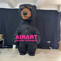 Costume gonflable pour adultes, taille adulte, 3 m de haut, costume d'ours en peluche gonflable, costume d'ours noir en peluche personnalisé, gonflable