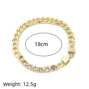 Gold Plated Zircon Cuban Link Chain Necklace Trendy Hip Hop Jewelry for Women Party Daily Wear - Product Image 4