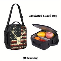 Sac à dos Oxford unisexe à motif géométrique drapeau américain vintage, ensemble de 3 pièces avec bretelles arquées et boîte à lunch scolaire – Vente en gros