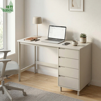 Bureau d'écriture écologique blanc avec 4 tiroirs de rangement pour bureau à domicile, chambre, bureau d'ordinateur, table de maquillage, poste de travail OEM
