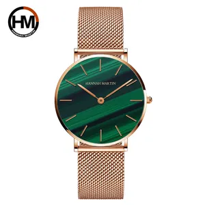 Женские наручные часы Hannah Martin CK36, розовое золото, зеленое, японское кварцевое движение