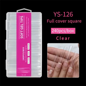 Yodoor Wholesale Full Half Cover Long Stiletto Square Coffin Nails Tips Soft Gel Nail Extension Tips Nail Tips Non C Curve