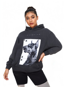 <span class=keywords><strong>Sweat</strong></span>-shirt à capuche <span class=keywords><strong>vintage</strong></span> européen et américain respirant 100% coton tricoté épais 400g imprimé sérigraphié Doberman pour <span class=keywords><strong>femme</strong></span> - Product Image 3