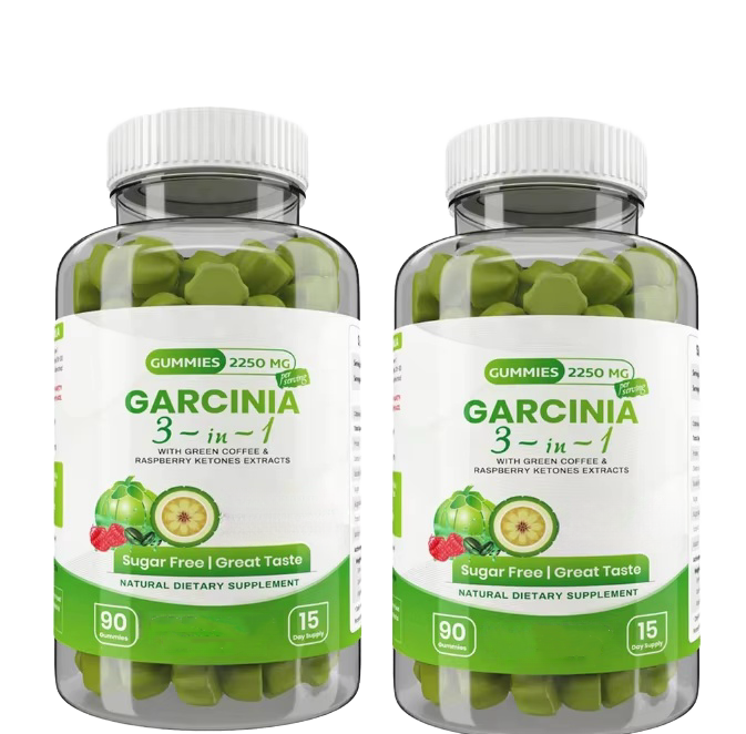 3 в 1 Garcinia Cambogia Gummies 2250 мг | Контроль веса + Поддержка детоксикации | Vegan Non-GMO Халяль Сертифицированный жевательный