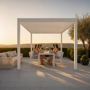 Pergola en aluminium, gazebo d'extérieur, imperméable, revêtement poudré, écologique, pour patio, cour, terrasse, <span class=keywords><strong>abri</strong></span> en métal - Product Image 4