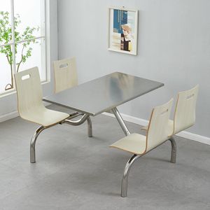 Hotel Restaurant Milk Tea Shop <strong>Canteen</strong> Stainless Steel Modern Foldable Eco-Friendly Commercial <strong>Table</strong> and Chair Combination - Product Image 2