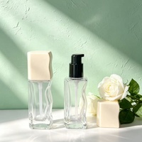 Flacon vide personnalisable en verre ondulé, conteneur portable rechargeable avec pompe pour sérum de soin et maquillage, idéal pour les voyages