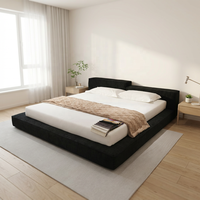 BD-008 #   Ensemble de lit double de taille standard, style moderne européen, luxueux, en tissu durable, rembourré et réglable, pour chambre à coucher douillette