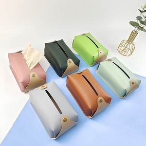 Caja de pañuelos de cuero estilo nórdico, organizador de almacenamiento para el hogar, el coche y la sala de estar, opciones multicolor - Product Image 3