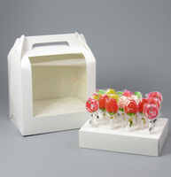Boîte d'emballage portable pour cake pops en papier, 18 trous, présentoir à bonbons avec fenêtre, boîte à sucettes avec plateau intérieur et poignée