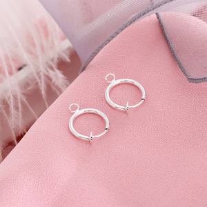 Clip-On Hoop <b>Earrings</b> Silver Plated Zinc Alloy For Women Fashion Jewelry Accessories - Product Image 1