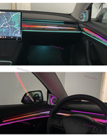 Autowellus 27 lumières laser arc-en-ciel gravées au laser, éclairage d'ambiance pour Tesla Model 3 2021-2023, bande LED intérieure avec contrôle par application sur écran