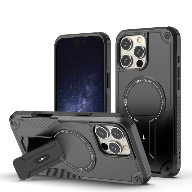 Phone Case for iPhone 17 Air 16 16e 15 Pro Max 14 13 12 Plus Mobile Phone Cover Magnetic Kickstand Ring Smart Cellphone Cases