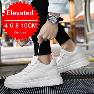 Nuove Scarpe Estive da Uomo con Tomaia in Microfibra, Chiusura con Lacci, Ventilazione, Aumento di Altezza Invisibile di 10cm, Stile Casual Coreano Bianco - Product Image 1