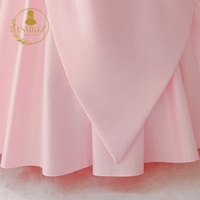Gaun Tali Spaghetti Berbahan TC Bernapas Warna Pink Dengan Pita Pinggang Besar untuk Pertunjukan Sekolah Pakaian Malam Elegan untuk Remaja Putri ALP830