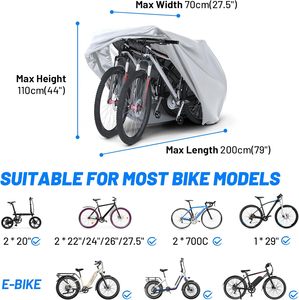 Sac <span class=keywords><strong>de</strong></span> rangement à boucle coupe-vent anti-neige 210d Oxford PU Cover Bike Cover pour <span class=keywords><strong>2</strong></span> ou 3 <span class=keywords><strong>vélos</strong></span> - Product Image 5