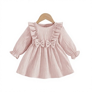 Vestito Casual a Maniche Lunghe <span class=keywords><strong>in</strong></span> <span class=keywords><strong>Maglia</strong></span> per Bambine, 100% <span class=keywords><strong>Cotone</strong></span>, Tinta Unita, Comodo e Carino, Stile A-Line per Primavera e Autunno - Product Image 1