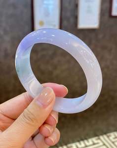 紫罗兰玉手镯和平缅甸圆棒浮花春朱砂女冰蜡质各种淡紫色 - Product Image 3