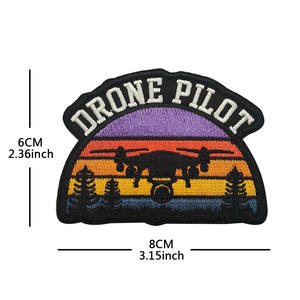 Umwelt freundliche benutzer definierte Stickerei Drohne <span class=keywords><strong>Pilot</strong></span> Regenbogen Streifen Aufbügeln Leinwand Patch für Kleidungs stück und Hut verwenden - Product Image 4