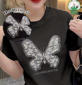 Chuyển In Ấn Và Sửa Chữa Nóng Màu Hồng Ren <span class=keywords><strong>Rhinestone</strong></span> Chuyển Sửa Chữa Nóng <span class=keywords><strong>Rhinestone</strong></span> T-Shirt Thời Trang <span class=keywords><strong>Rhinestone</strong></span> - Product Image 2