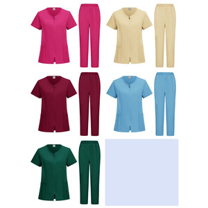 Women Medical Scrub Set Polyester Woven Split Uniform Hospital Clinic Wear S XXL - Product Image 1