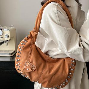 Phụ Nữ Cổ Điển Vai Vegan Da Lộn <span class=keywords><strong>Studded</strong></span> Đinh Tán Ví Thiết Kế Tôn Tạo Bohemian Carryall Túi Xách <span class=keywords><strong>Hobo</strong></span> Tote Túi - Product Image 6