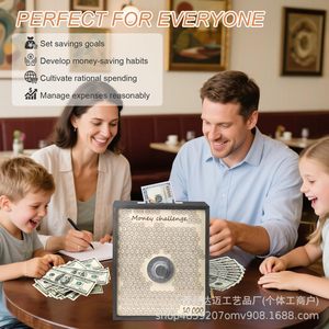Wooden Money Challenge <b>Box</b> 10000 Savings <b>Safe</b> With <b>Lock</b> Reusable Coin Cash Storage For Saving Goals - Product Image 3