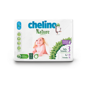 CHELINO NATURE-Pañal desechable para bebé, pañal de inserción Premium, B36, FSC, fabricado en España, para promover la absorción - Product Image 3