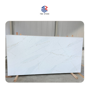 Dalles de pierre artificielle TMZ Fashion 5001 Calacatta Etherealt Quartz pour plan de travail, comptoir de salle de bain, en stock - Product Image 3