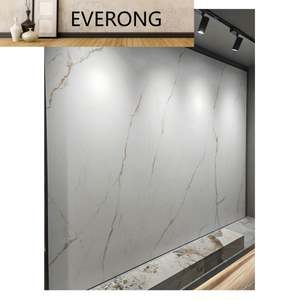 Losa de pared de piedra sinterizada moderna, azulejos de cerámica brillantes blancos, aplicación de carretera de sótano de oro gris mezclado, <span class=keywords><strong>Fondo</strong></span> de piedra Artificial - Product Image 1