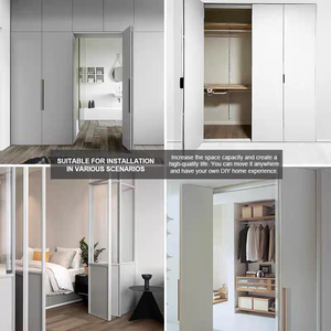 Rail de guidage pour <span class=keywords><strong>porte</strong></span> <span class=keywords><strong>coulissante</strong></span> de grange en aluminium, pour meuble de rangement bidirectionnel, <span class=keywords><strong>porte</strong></span> en bois - Product Image 6