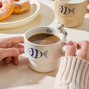 MSH personalizzato Logo 260ml stile giapponese <span class=keywords><strong>Cat</strong></span> Design ceramica tazza Latte per caffè - Product Image 3