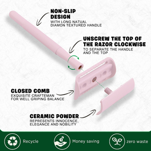 มีดโกนแบบปลอดพลาสติก รุ่นใหม่ ด้ามจับทองเหลือง วัสดุใหม่ 3 ชิ้น มีดโกนแบบคลาสสิกสำหรับผู้หญิง - Product Image 4