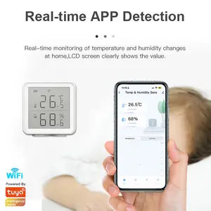 RSH termometer WiFi higrometer, pengukur Sensor suhu kelembapan pintar Bluetooth Tuya ZigBee Mini dalam ruangan