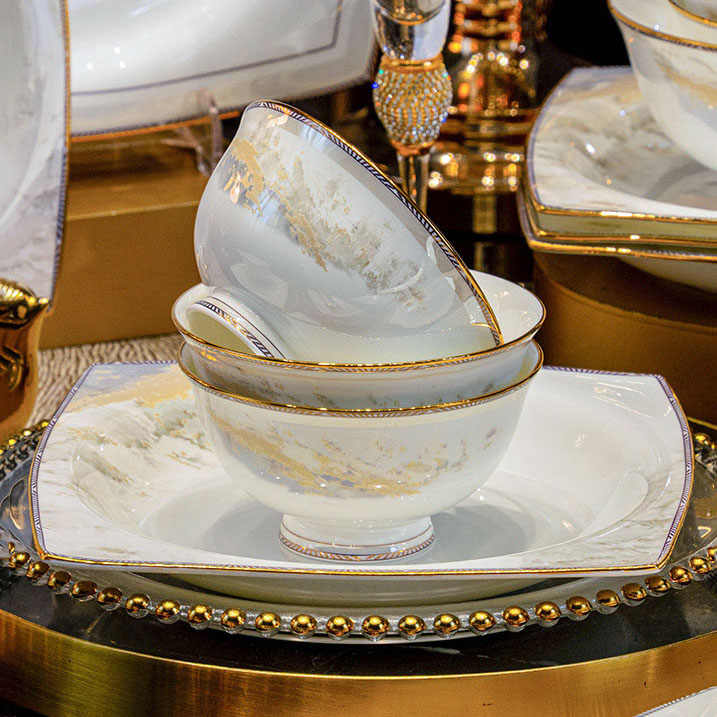 Dinner Plate Ceramic Porcelain Floral Design Luxury Cheap Wholesale Dishes Plates Sets Dinnerware Set Dishes&plates  Sustainable
