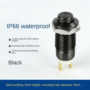 Interrupteur à bouton-poussoir miniature 3A 220V avec LED, tête haute 8mm, en acier inoxydable, étanche IP65, momentané ou à rétention, 1NO1NC YUHE - Product Image 4