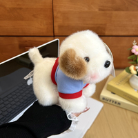 Peluche de chiot réaliste et adorable avec t-shirt personnalisé, décoration de bureau en forme de chien, anti-stress, cadeau ODM OEM