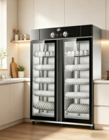 Armoire de désinfection verticale commerciale grande capacité à double porte avec stérilisation à l'ozone et vapeur, séchage à air chaud pour cuisine d'hôtel