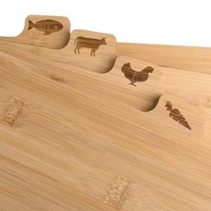 Juego de 4 tablas de cortar de índice de bambú de grado alimenticio, tabla de cortar con soporte de Metal de secado para carne de pan de cocina - Product Image 5