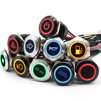 Interrupteurs à bouton-poussoir FILN 19mm185 Symboles 12v 24v Ip67 Métal Automobile Bateau Marine Voiture pour LED Interrupteur à bouton-poussoir étanche