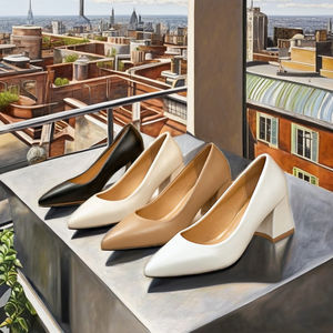 Chaussures à talons hauts en plein air pour femmes Beige blanc grande taille 5cm <span class=keywords><strong>talon</strong></span> <span class=keywords><strong>compensé</strong></span> semelle intérieure en PVC sans lacet tendance de la mode pour le printemps automne nouveau - Product Image 3